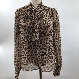 Haver  Animal Print Sheer Blouse